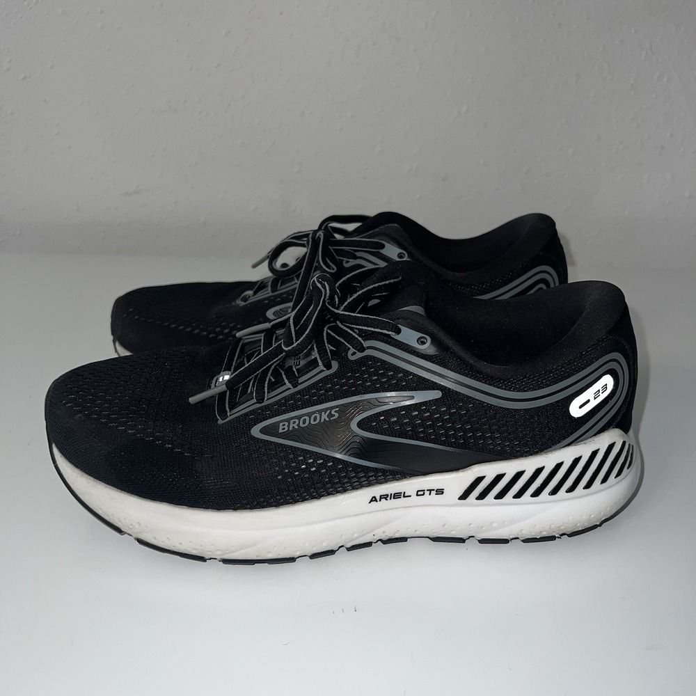 Brooks Ariel GTS 23 Womens Black White Athletic Running Shoes 8.5 Wide D